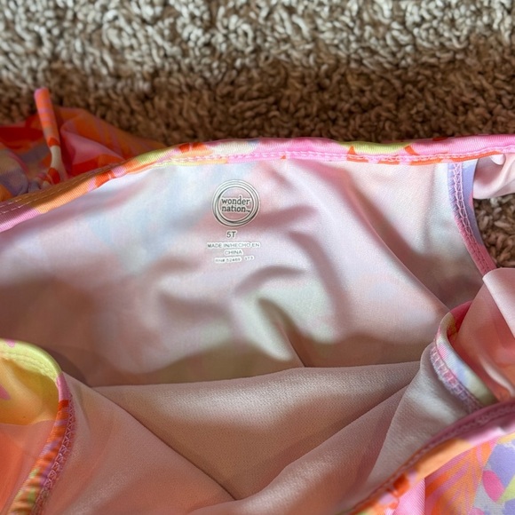 Wonder Nation Toddler Girl Ruffle Tankini Swimsuit Tropical 2 piece– Size 5T - Picture 5 of 12